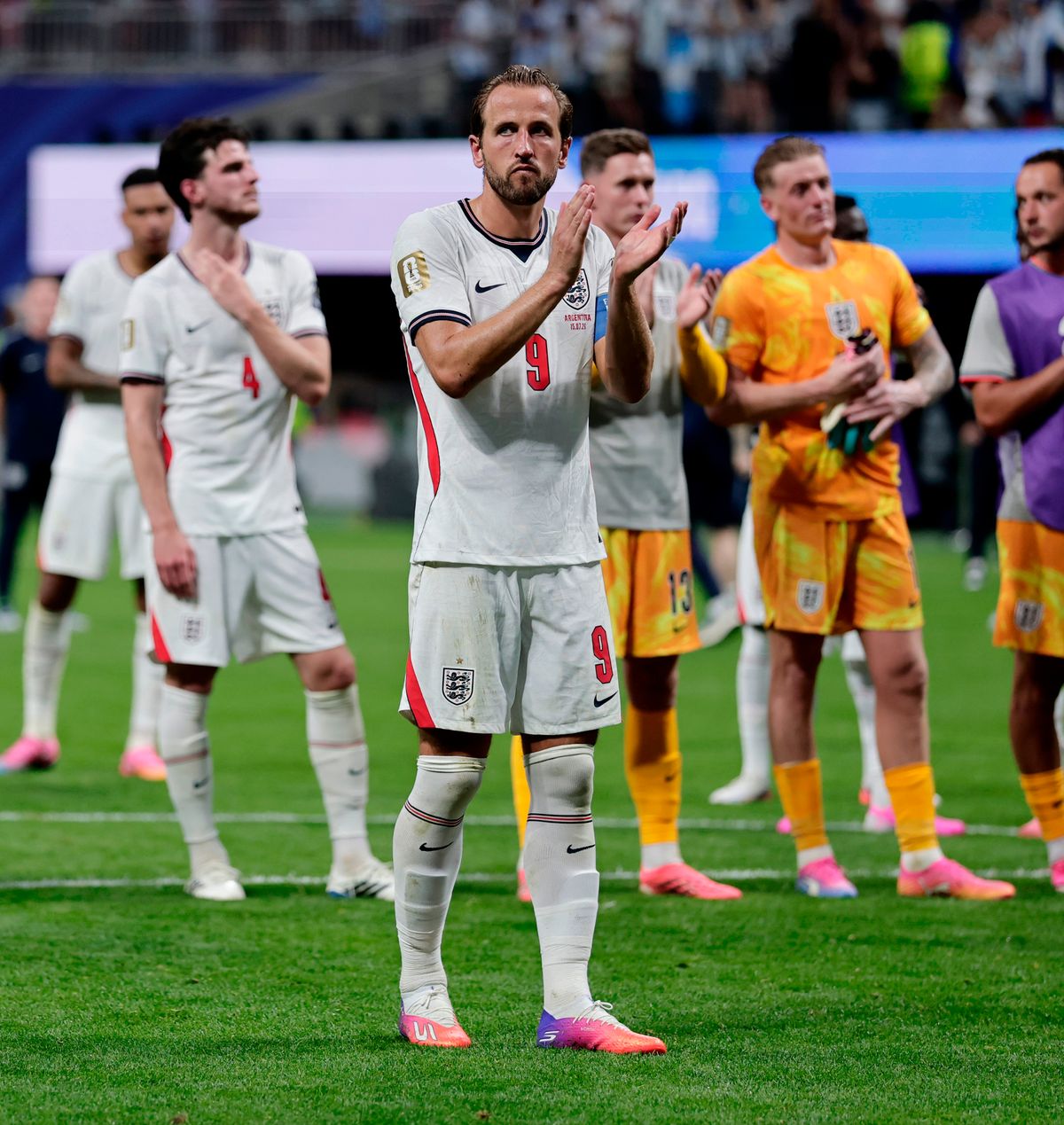 Captain Harry Kane thanks the England fans at their semi-final defeat to Argentina
