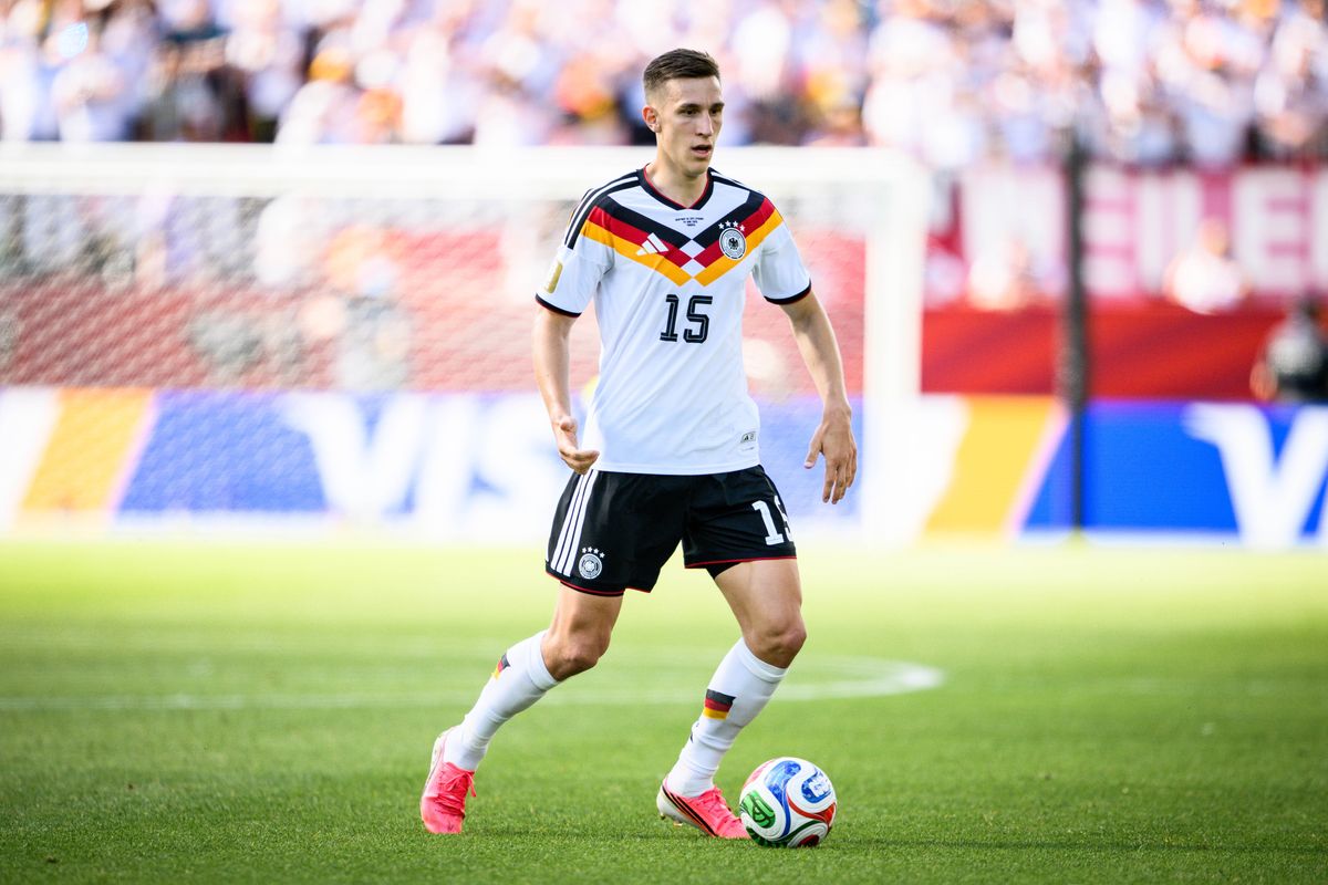 TORONTO, ONTARIO - JUNE 20: Nico Schlotterbeck of Germany controls the ball during the FIFA World Cup 2026 Group E match between Germany and Cote D'Ivoire at Toronto Stadium on June 20, 2026 in Toronto, Ontario. (Photo by Marvin Ibo Guengoer - GES Sportfoto/Getty Images)