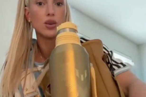 Kelci-Rose Bowers with the gold Stanley Cup on TikTok