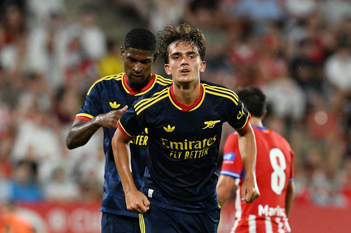 Max Dowman celebrates scoring a goal for Arsenal
