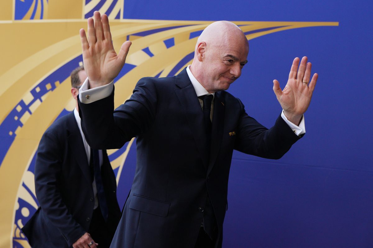 FIFA president Gianni Infantino is seen arriving during the Final - FIFA World Cup 2026 match between Spain and Argentina at New York New Jersey Stadium on July 19, 2026 in East Rutherford, New Jersey