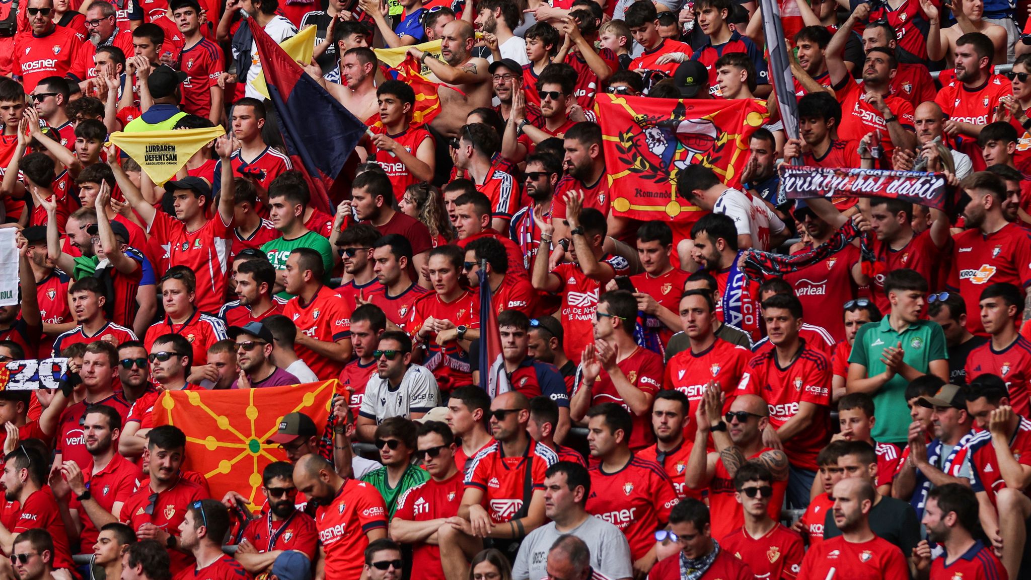 Osasuna supporters crammed into the intimidating El Sadar stadium