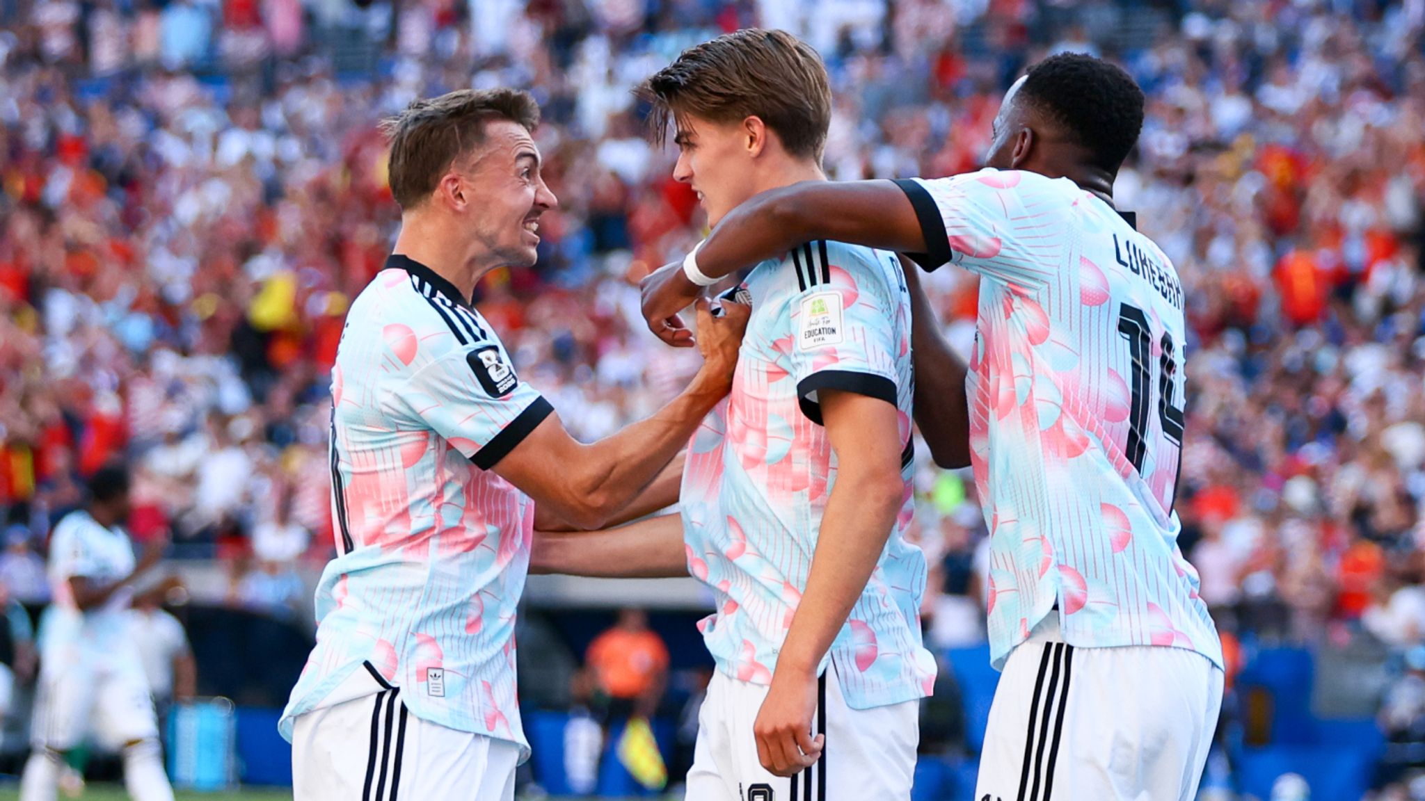 Belgium beat the USA 4-1 despite the controversy surrounding Folarin Balogun's suspended red card