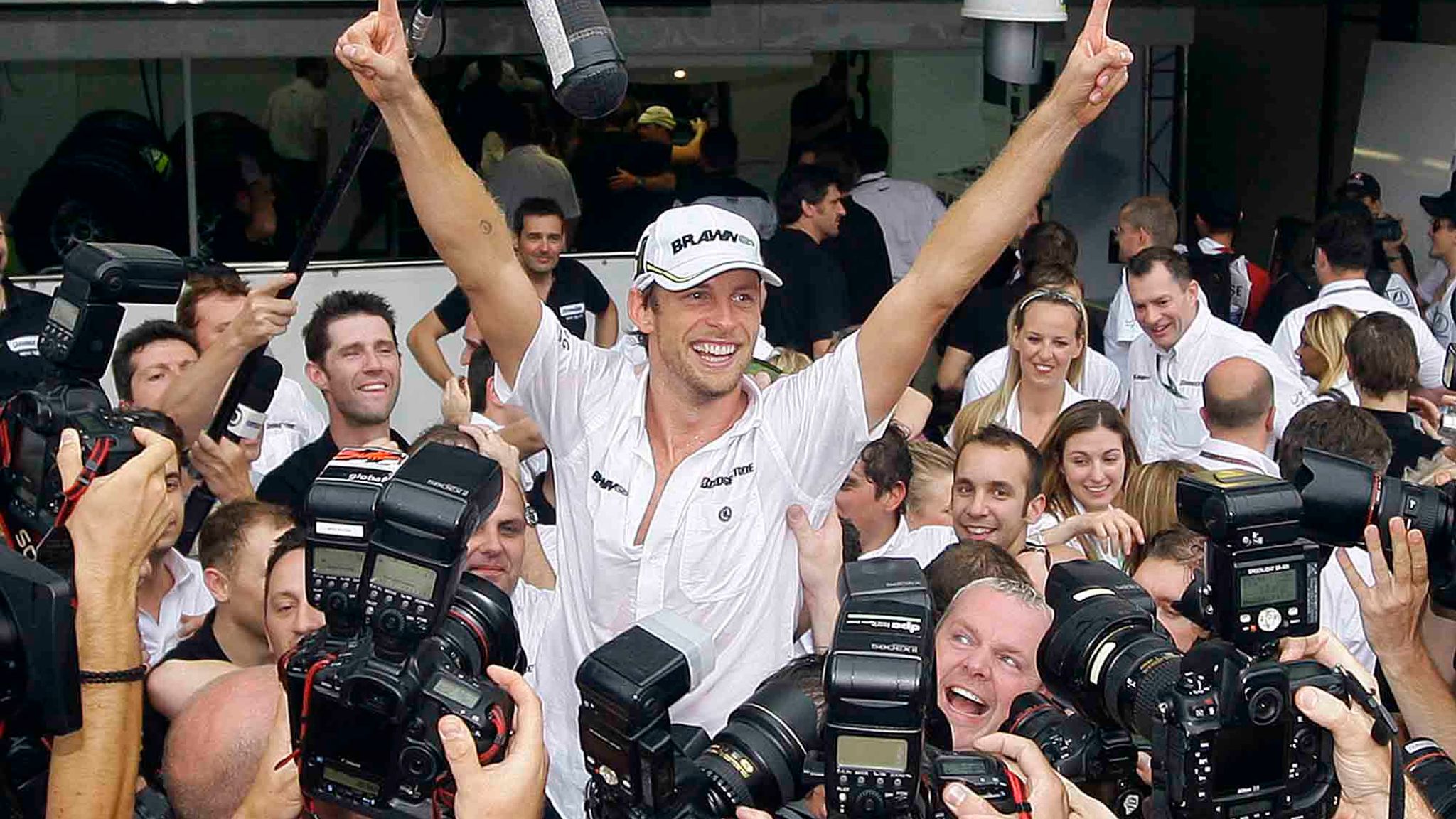 Jenson Button secured the 2009 world title at the penultimate race in Brazil (AP Photo/Silvia Izquierdo)