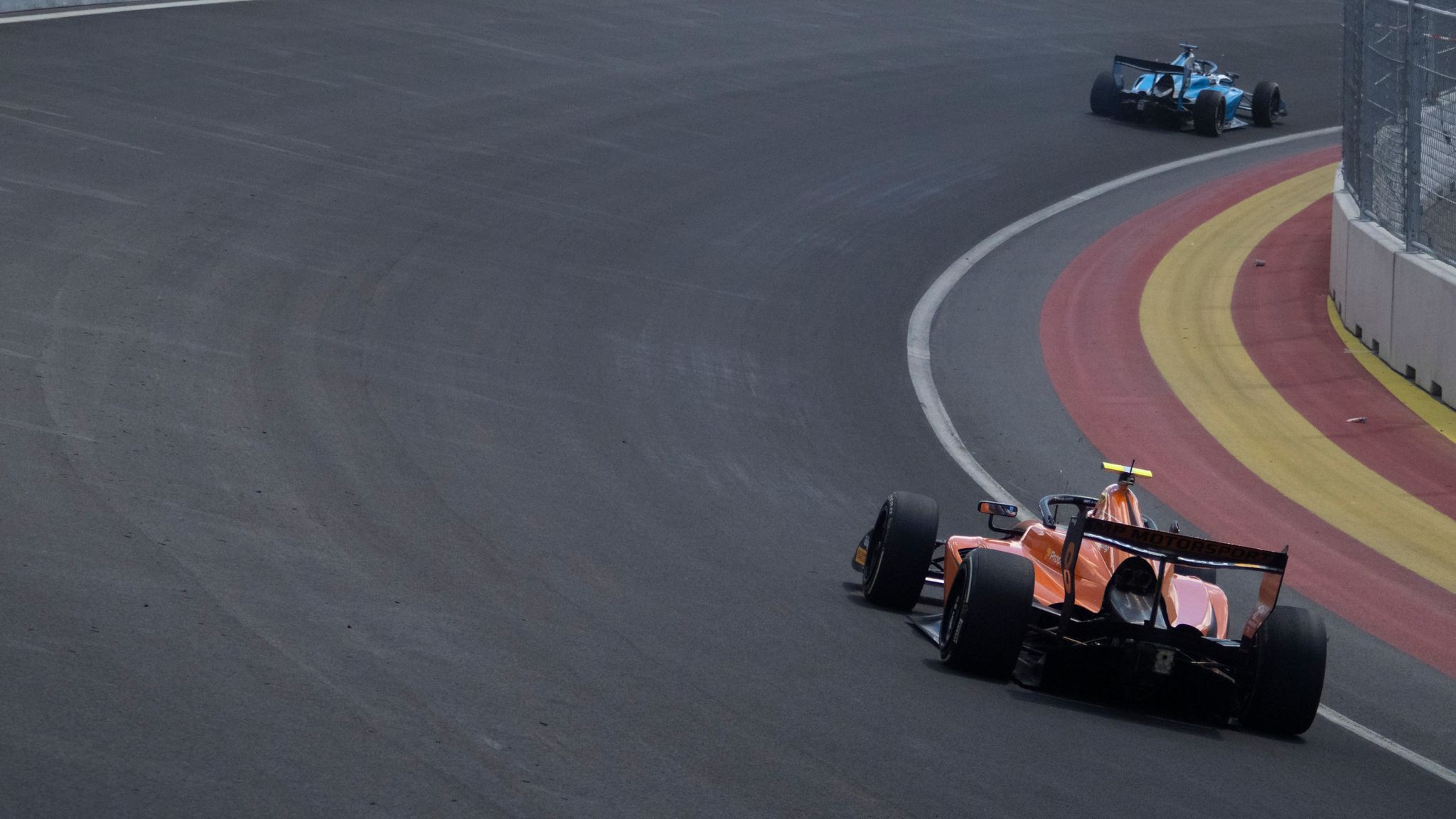 The banked Turn 12 known as La Monumental will be a big test for the drivers to stay on the throttle (Photo by Aaron Heredia/NurPhoto)