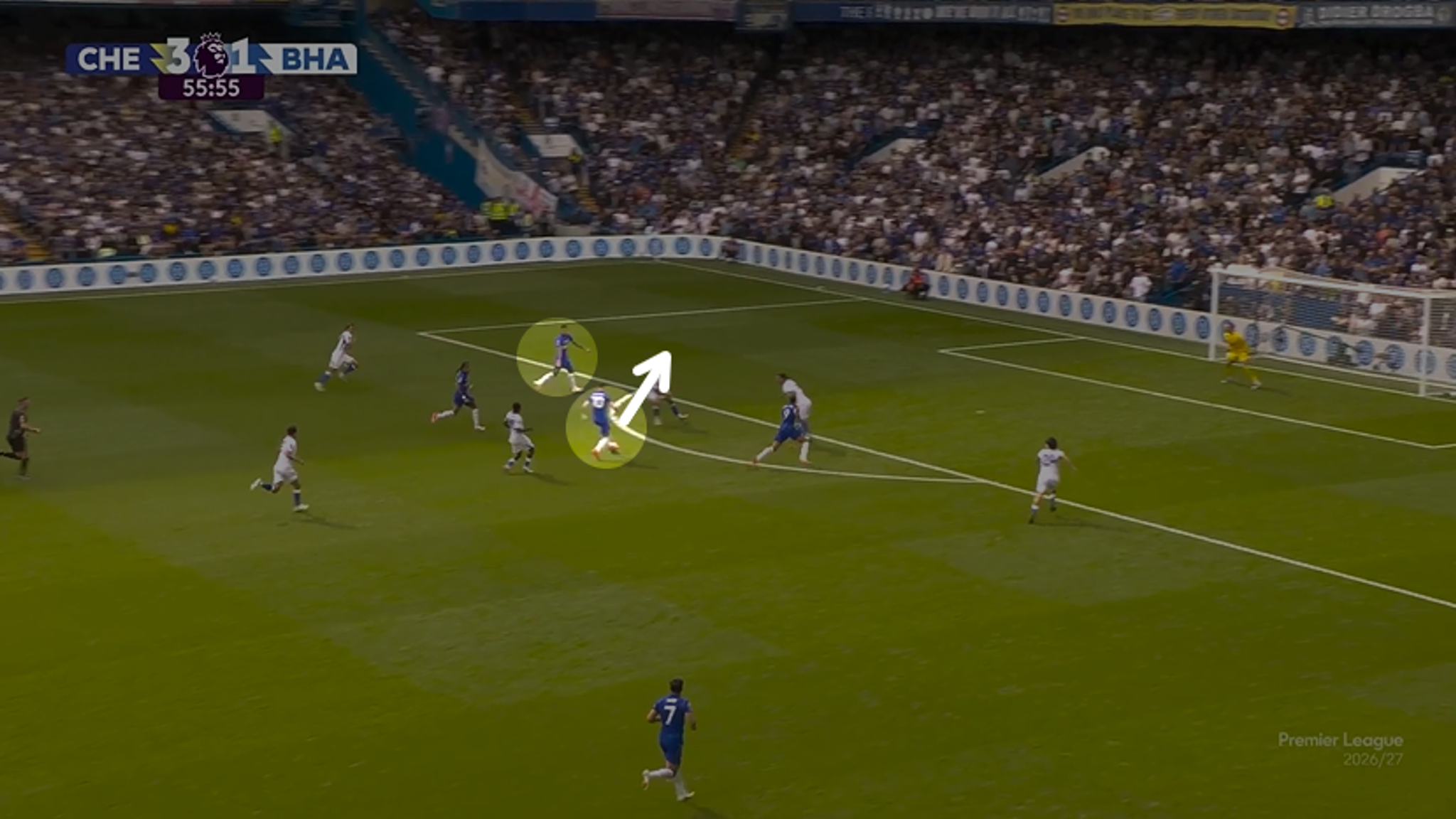 Palmer plays Rogers in behind against Brighton