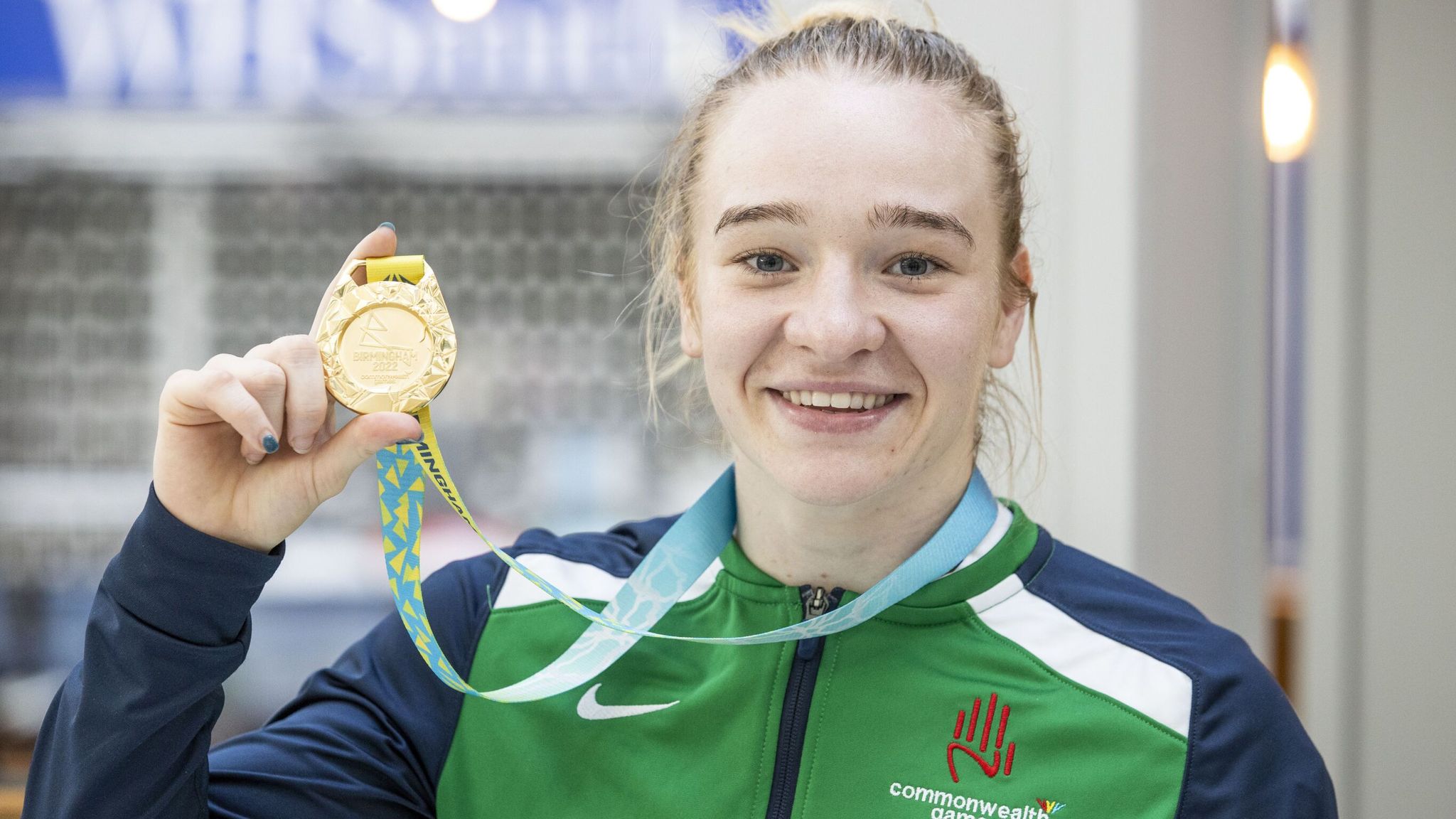 Amy Broadhurst with her 2022 Commonwealth Games gold medal.