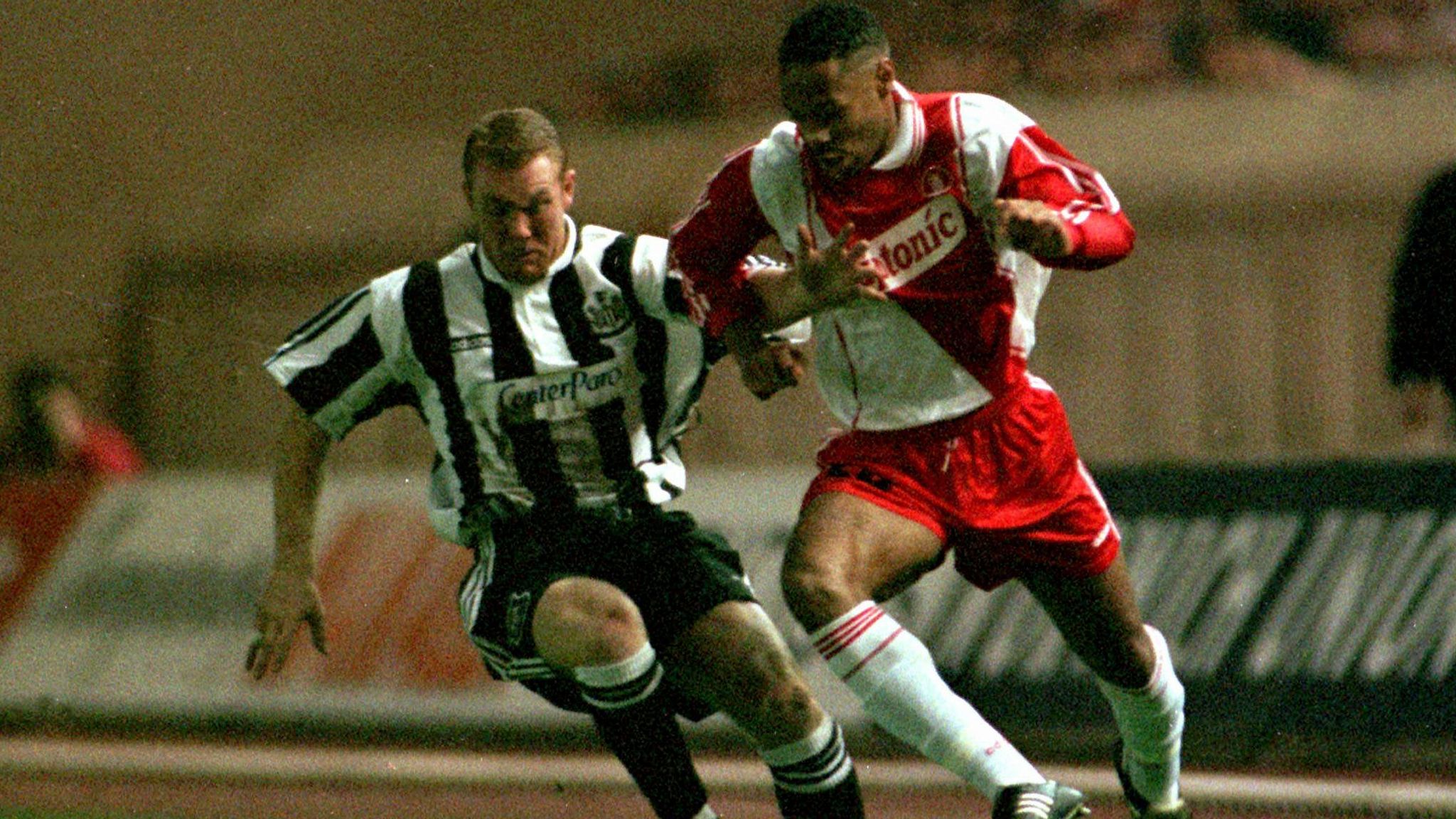 Thierry Henry in action for Monaco against Newcastle in 1997