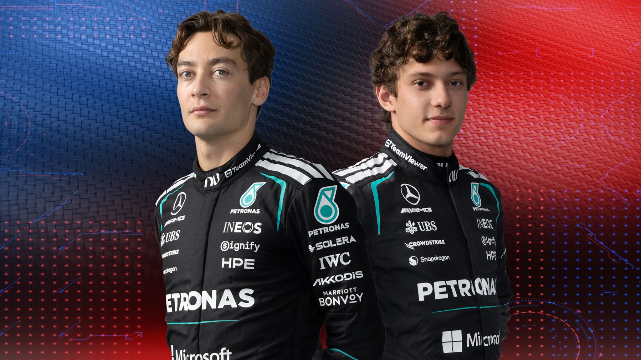 Mercedes' George Russell and Kimi Antonelli