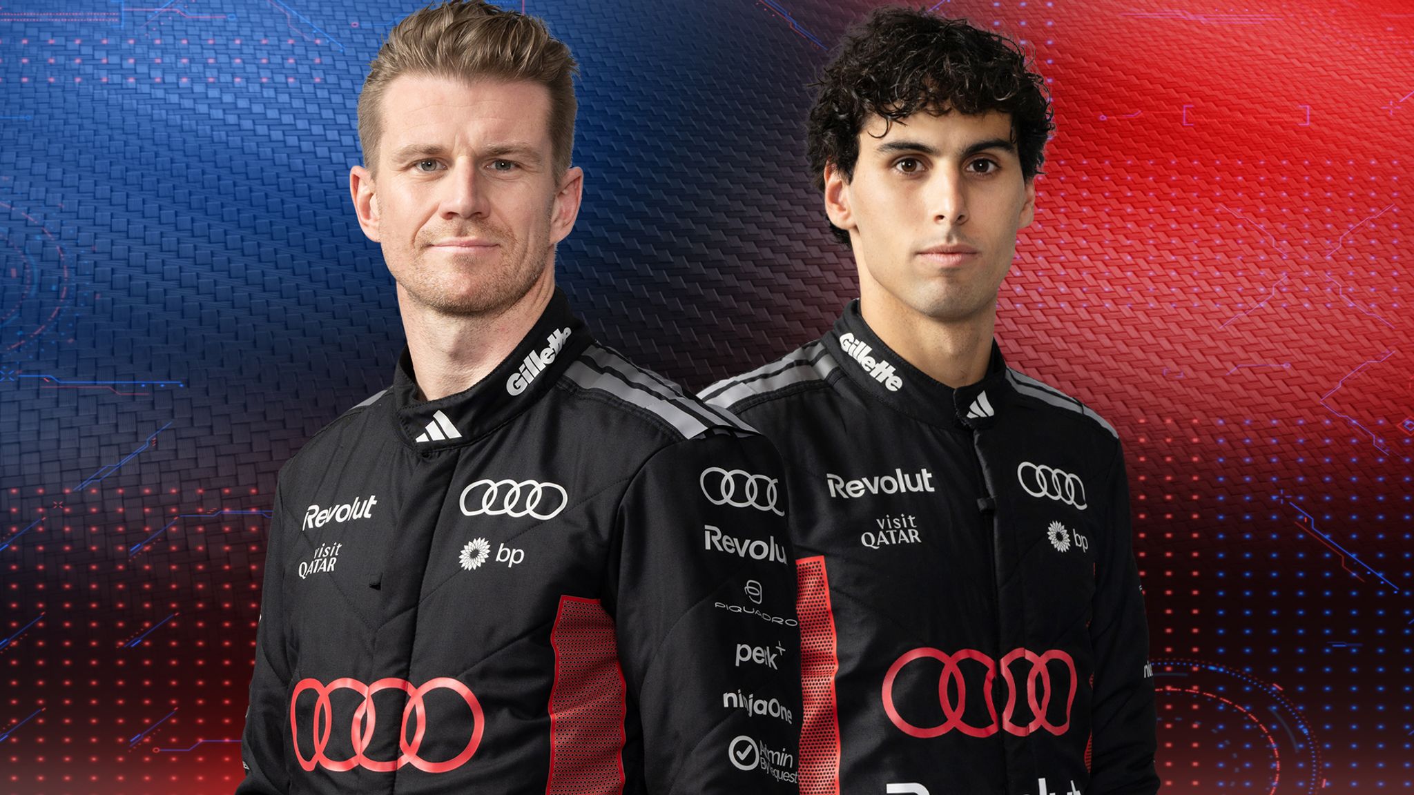 Audi's Nico Hulkenberg and Gabriel Bortoleto
