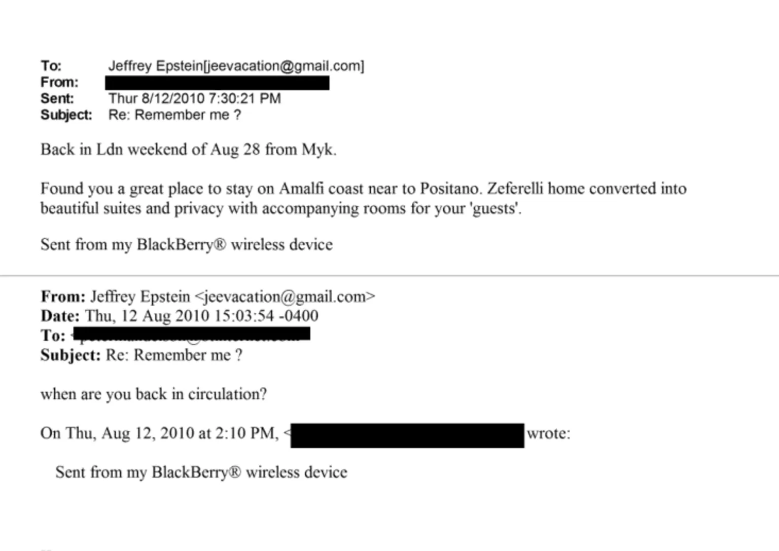 US Department of Justice A screenshot of the email which says: 