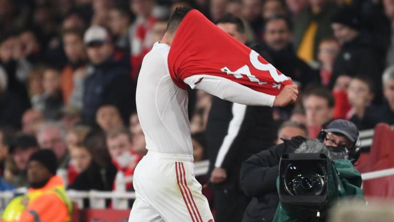 Granit Xhaka is substituted against Crystal Palace