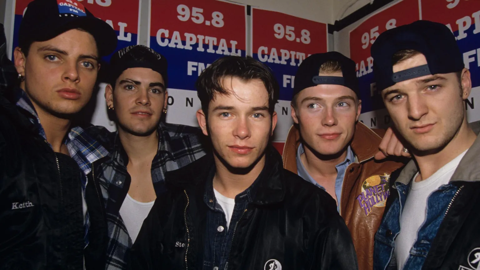  A young Boyzone pictured together ahead of the Capital Radio Christmas Party in 1994