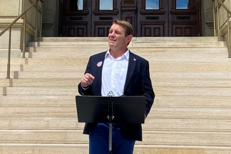 a man speaks outside