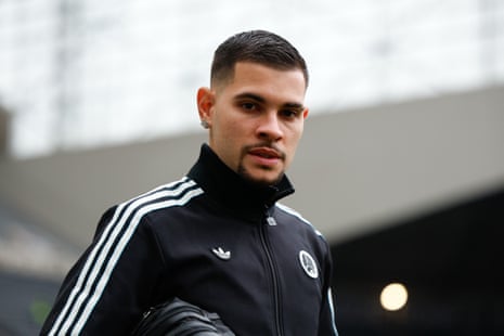 Bruno Guimaraes of Newcastle United arrives at St James's Park