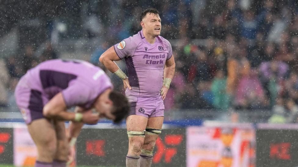 Scotland's Jack Dempsey looks dejected after Six Nations defeat by Italy