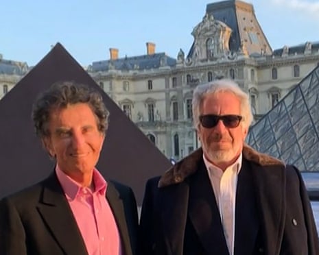 Jack Lang with Jeffrey Epstein in front of the Louvre pyramid