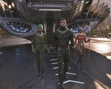 Lupita Nyongo’o, Boseman and Danai Gurira in 2018’s Black Panther.