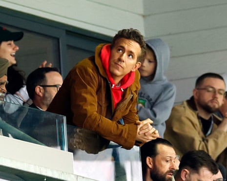 Ryan Reynolds watches on during Wrexham’s Championship game against Millwall