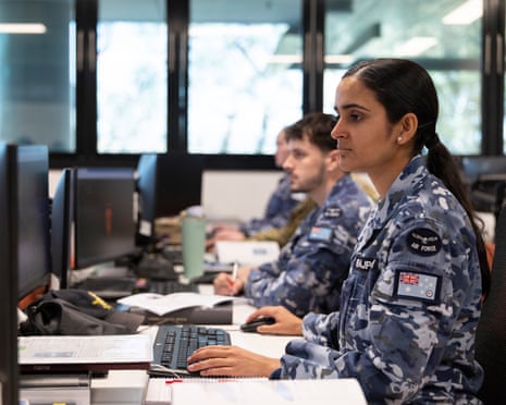 Air force recruits at computers