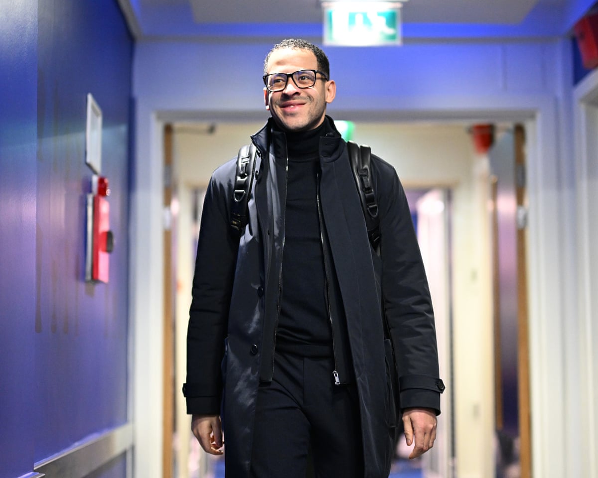 Liam Rosenior arrives at Stamford Bridge.