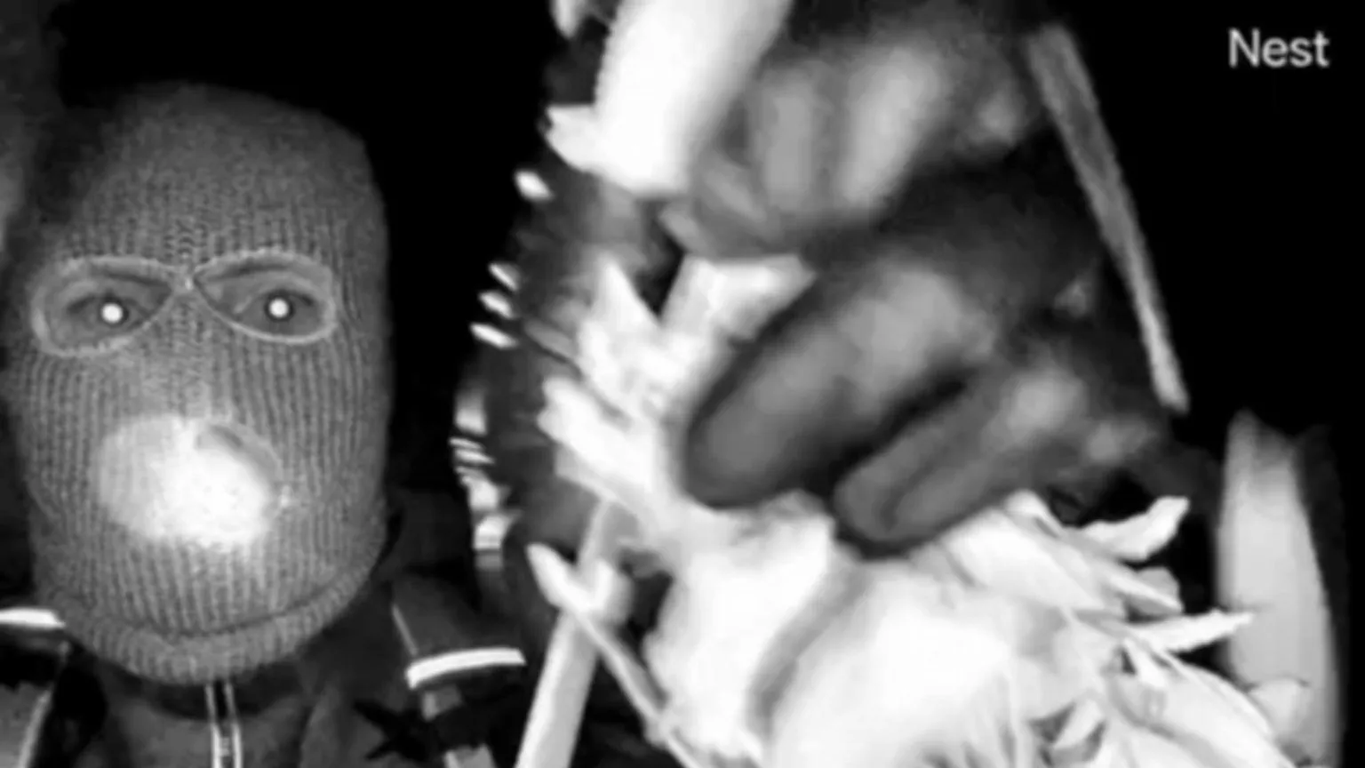 FBI Doorbell camera footage of a masked person in the night