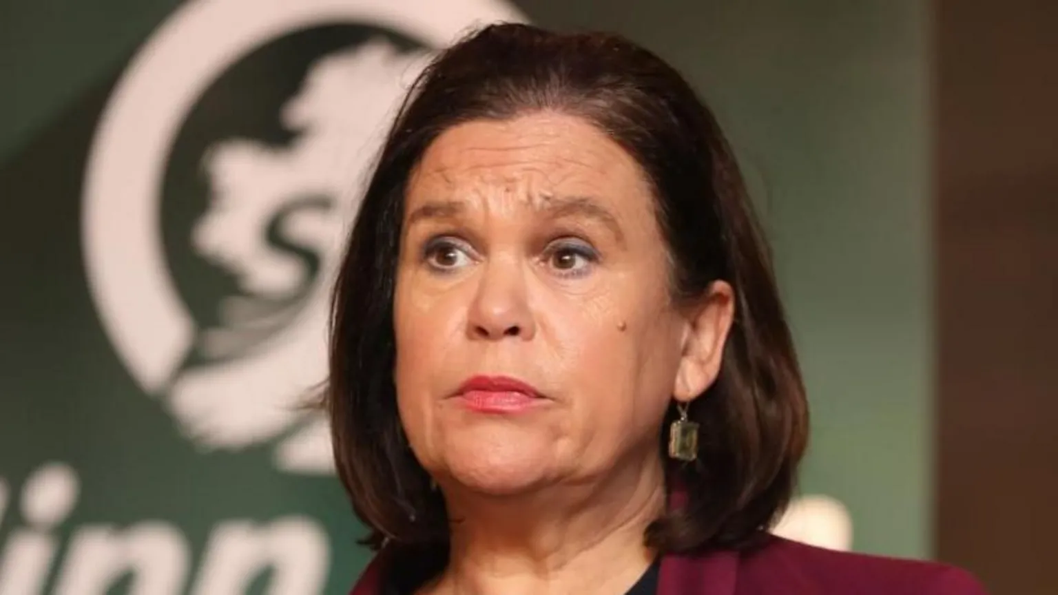  McDonald is looking to the left of the screen. She has short brown hair and is wearing gold earrings and a reddish blazer.