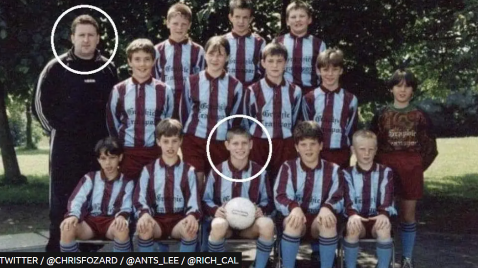 James Milner and Jon Moss (both circled) in a photo for their primary school team