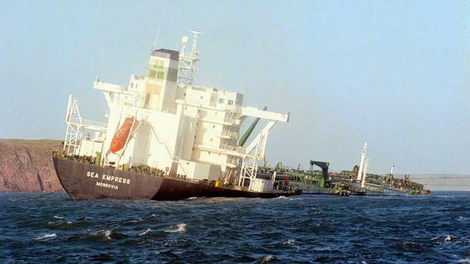  The Liberian-registered, Russian-crewed oil tanker, run aground 15 February near an offshore wildlife refuge off the Welsh coast