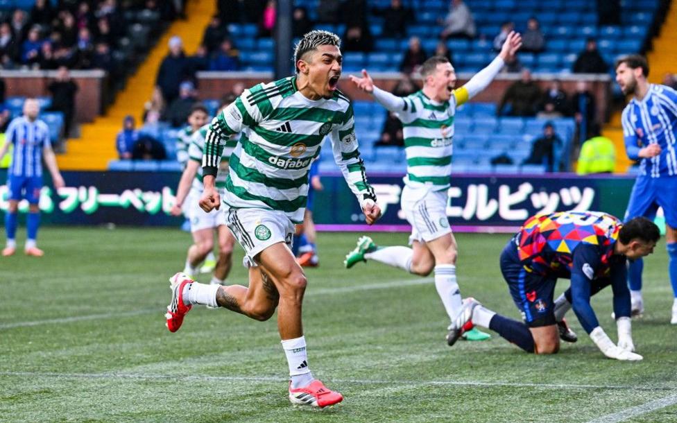 Celtic scorer Julian Araujo celebrates