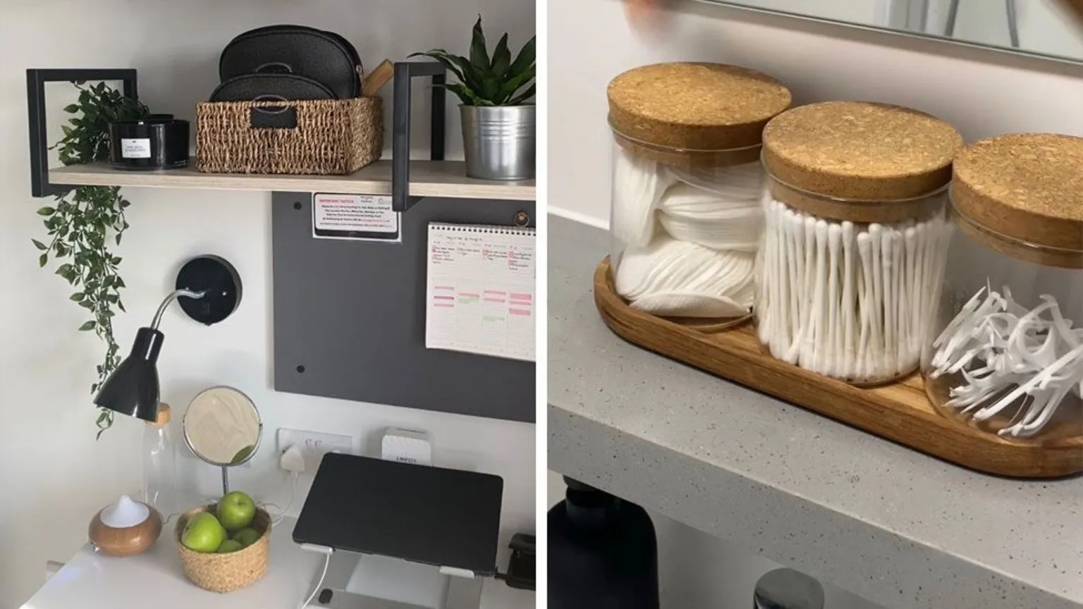 @ayoolaib A composite image of shelves with glass jars containing cotton buds and cotton wool pads