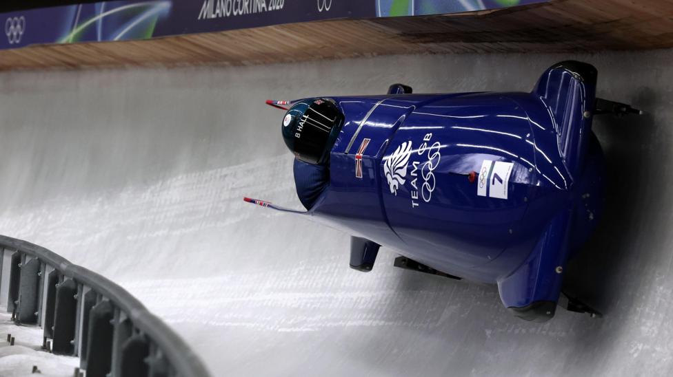 Brad Hall and Taylor Lawrence compete for Team GB in bobsleigh at Olympics in Cortina