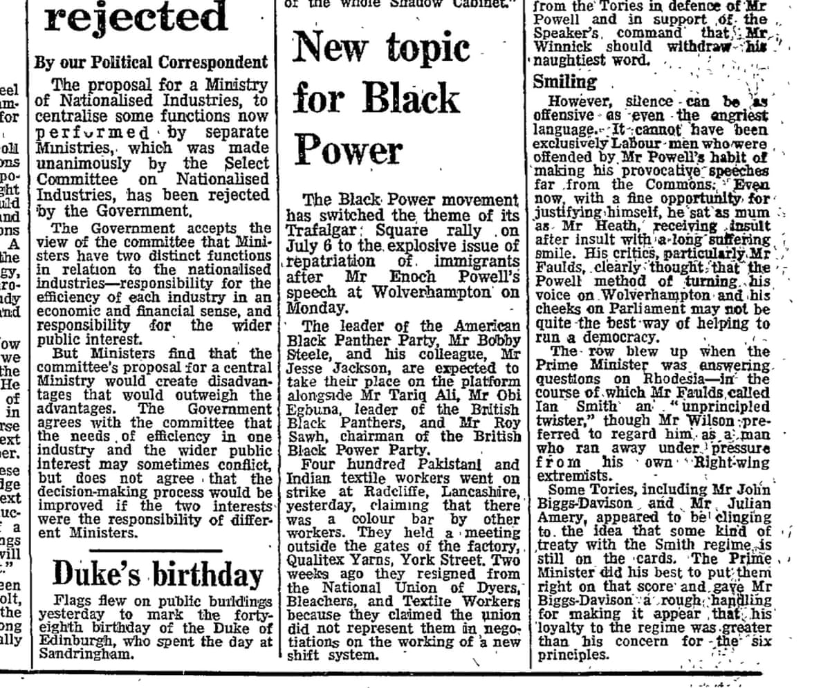 The UK Black Power movement invited Jesse Jackson to speak at a rally in the UK, , 11 June 1969.
