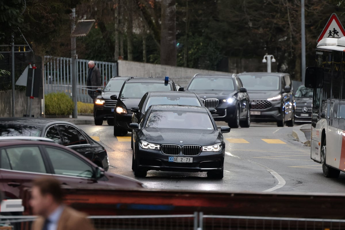 A motorcade lining a road.