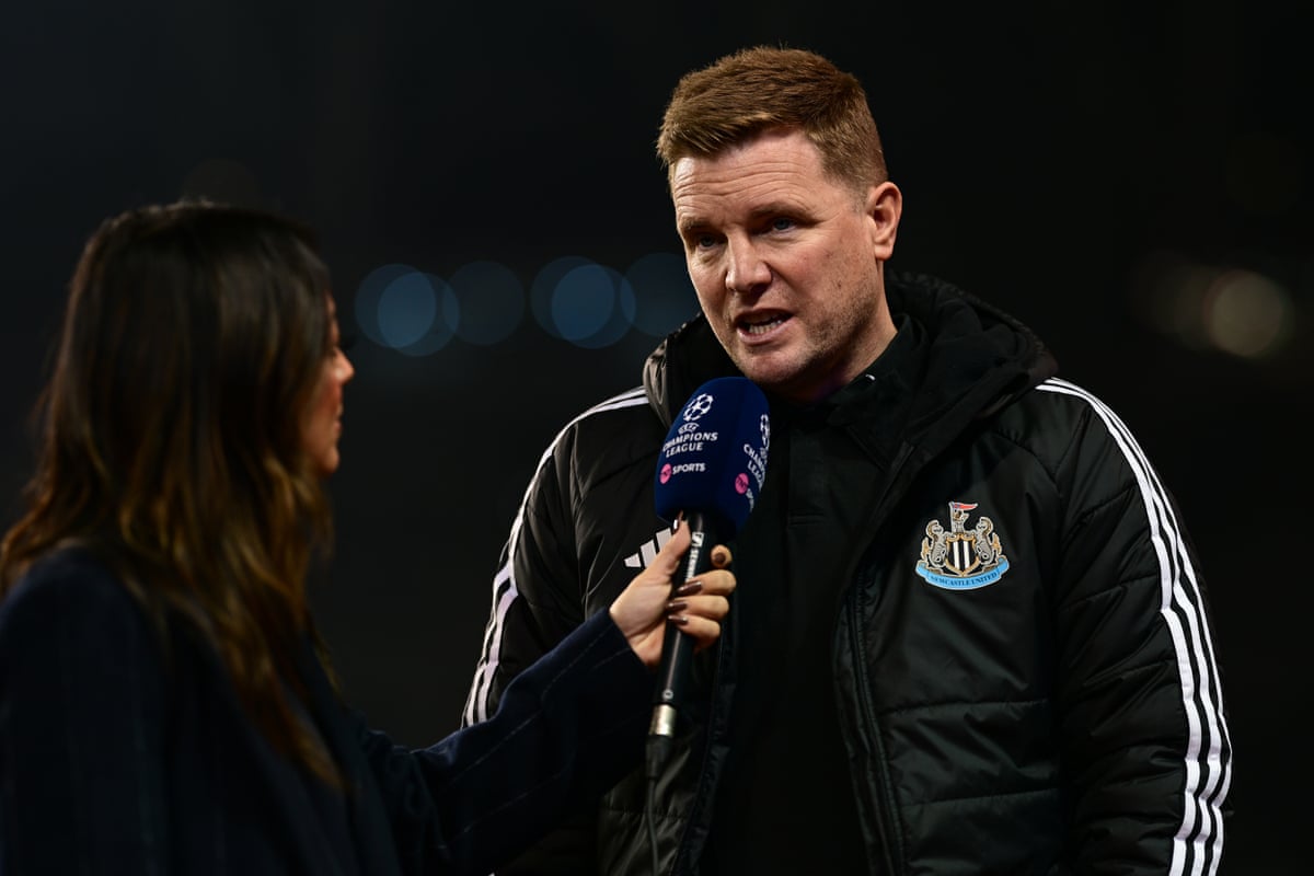 Eddie Howe speaks to TNT Sports in Baku