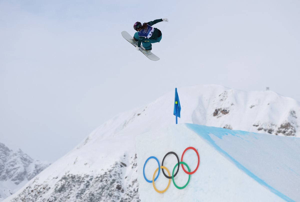 Ally Hickman of Australia in action during her third run in the women’s snowboard slopestyle final.