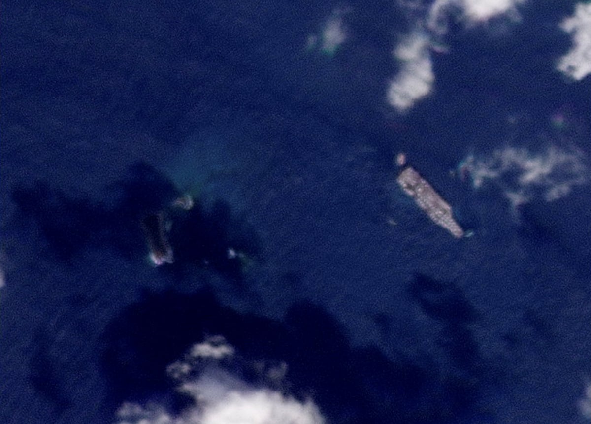 A satellite image shows the USS Gerald R Ford off the coast of the US Virgin Islands on 26 January