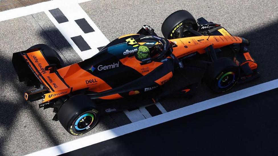 Lando Norris drives the McLaren in Bahrain