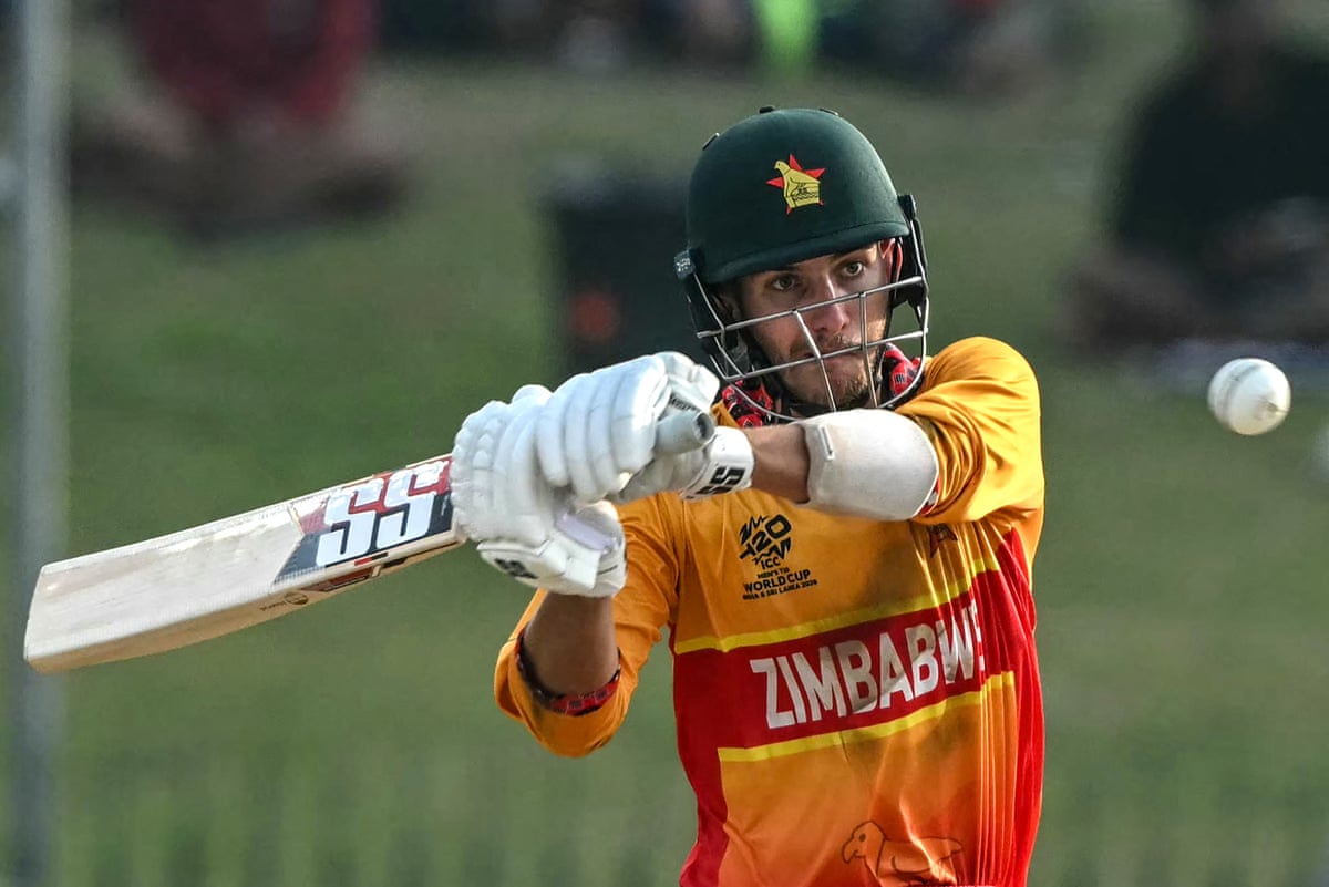 Brian Bennett plays a shot during his knock of 48 not out during Zimbabwe’s 8 wicket victory over Oman.