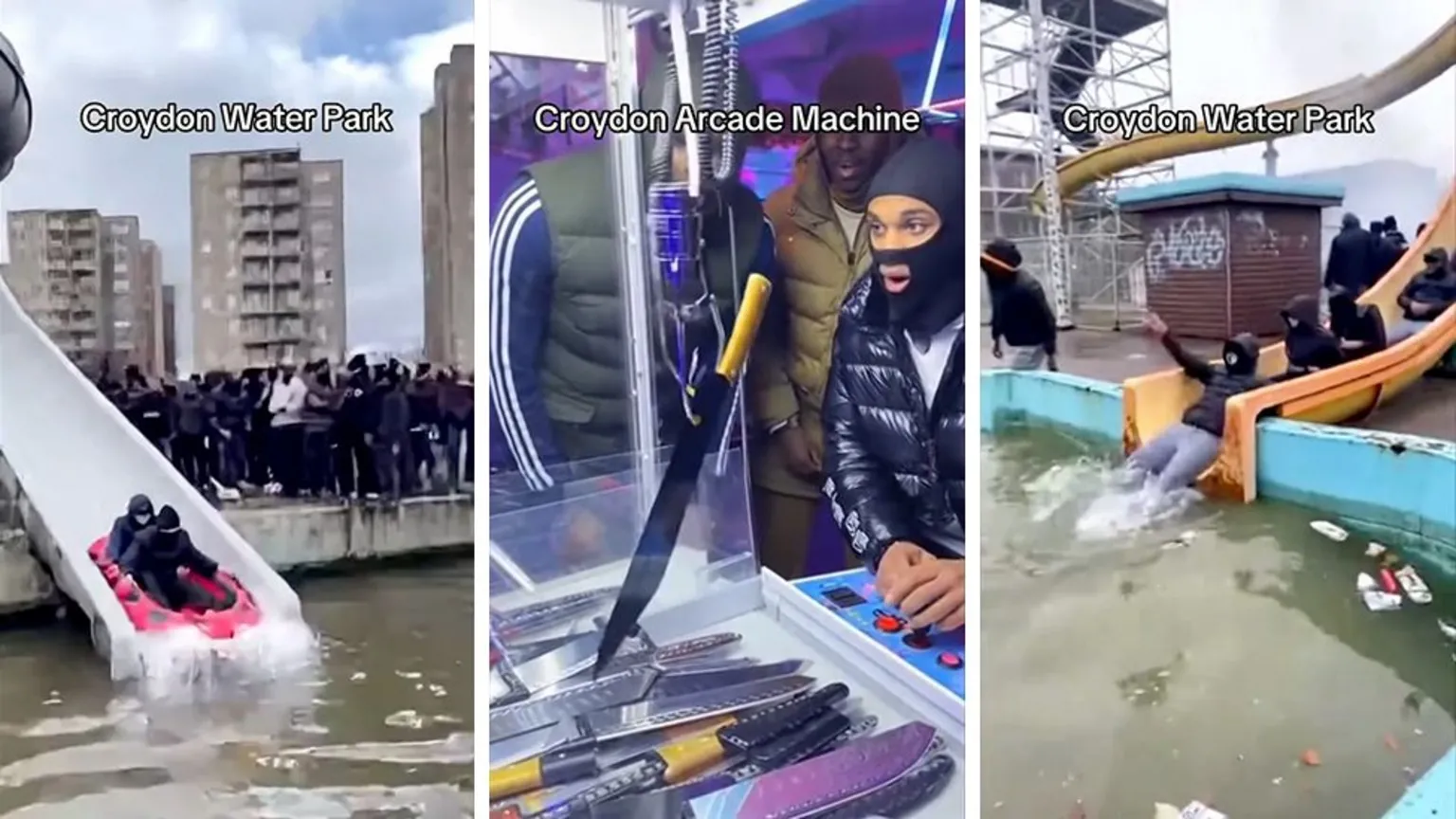 A composite image showing stills from three TikTok videos, the first on the left showing 