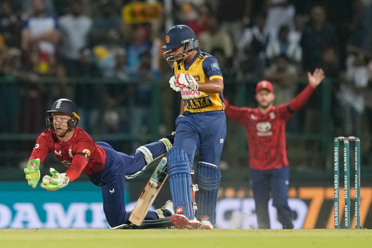 Jos Buttler takes a catch during England’s 3-0 series win over Sri Lanka in Kandy this month. 