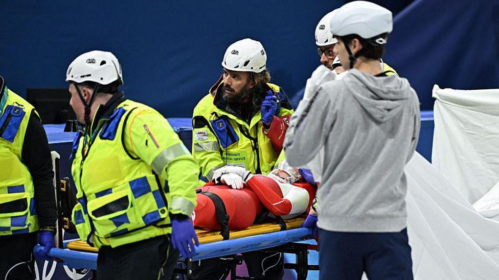 Sellier stretchered from the ice