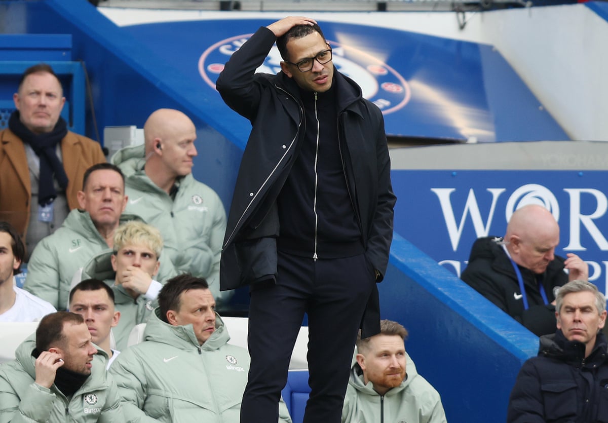 Liam Rosenior looks disappointed & dejected during the match between Chelsea and Burnley