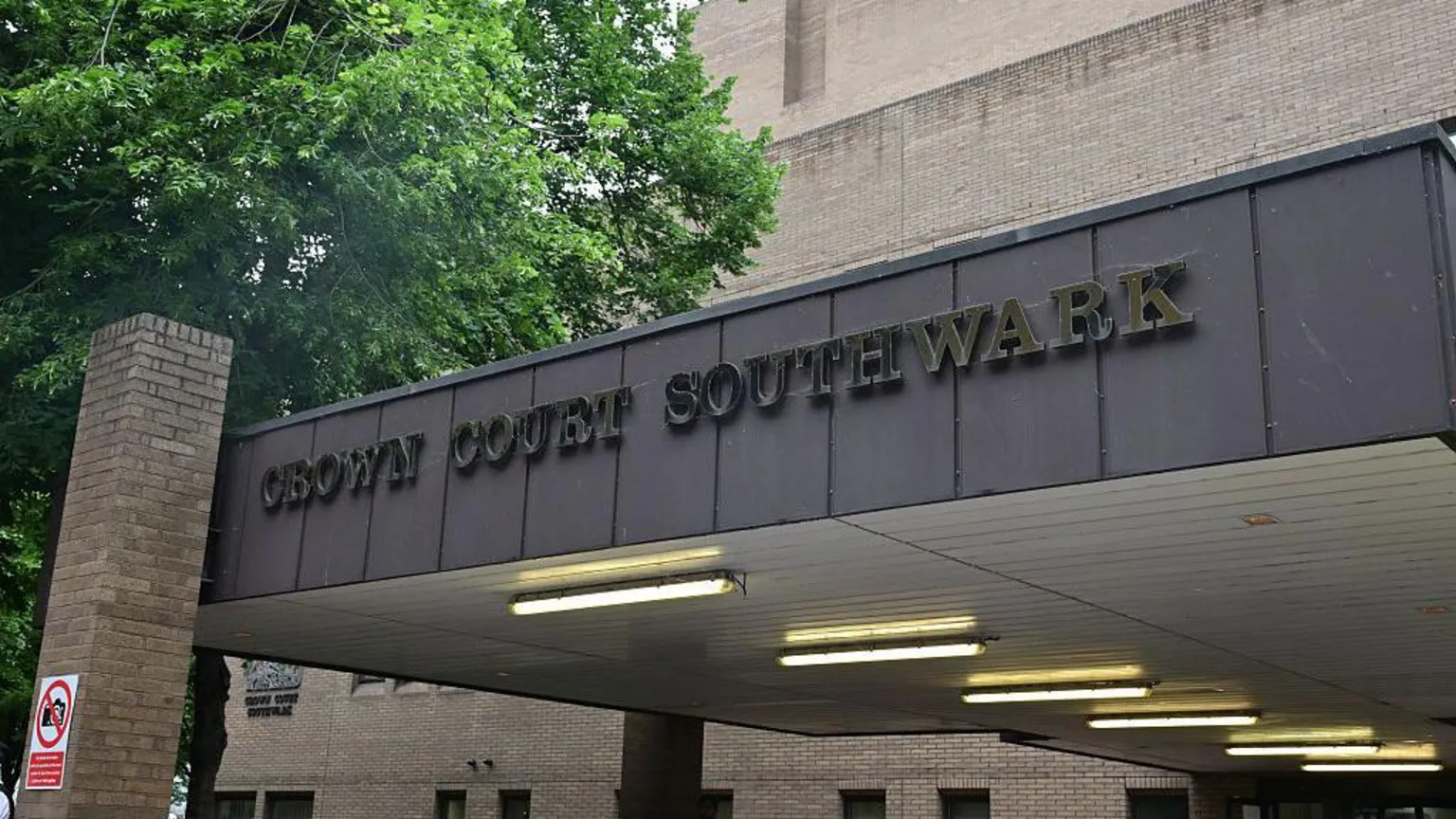  The outside of a court building. 