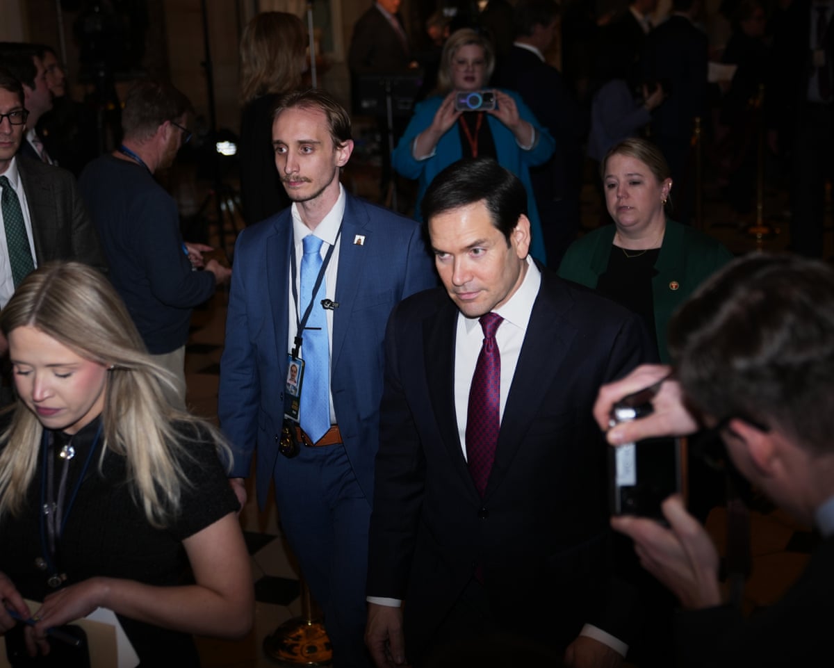 Secretary of state Marco Rubio arrives at Donald Trump’s State of the Union address, 24 February 2026.