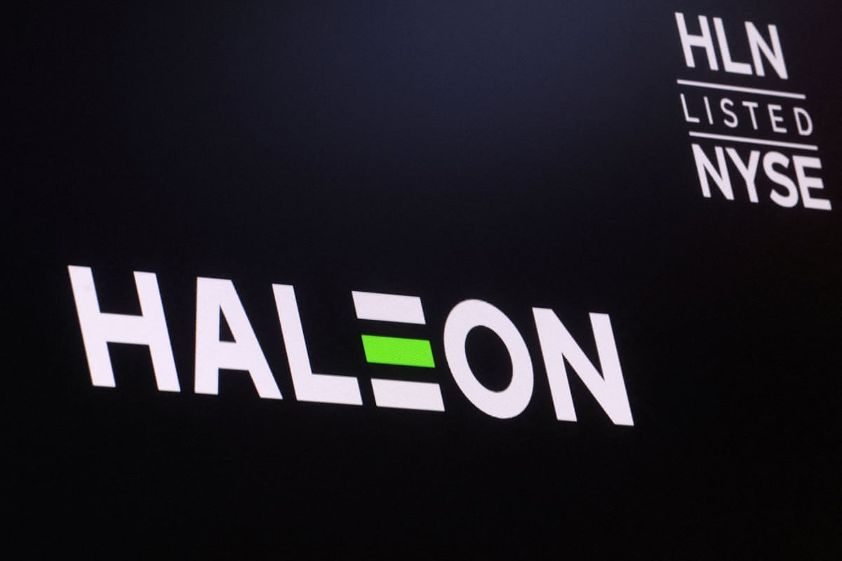 The company logo for Haleon on a screen on the floor of the NYSE in New York.