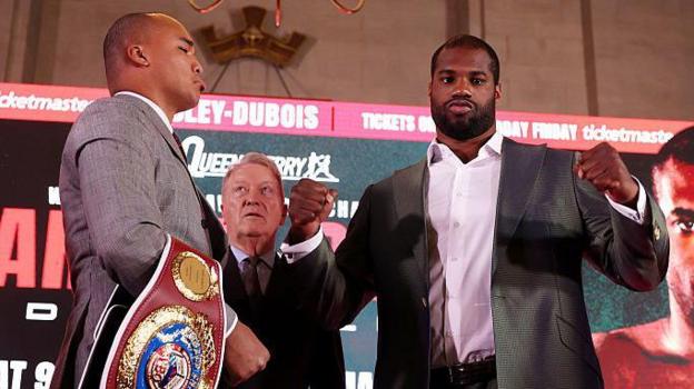 Fabio Wardley smirks as Daniel Dubois looks away from a face-off
