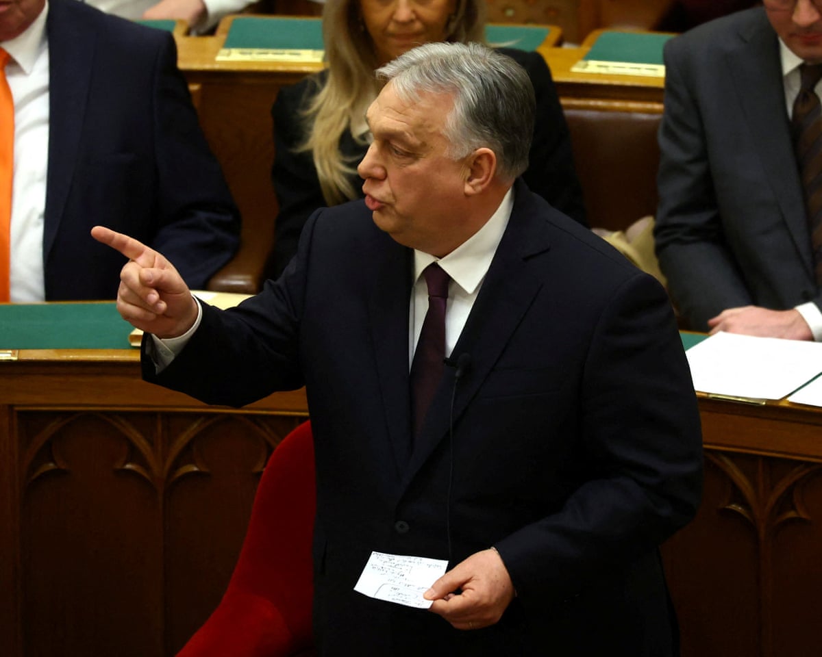 Hungarian prime minister Viktor Orbán speaks during the spring session of parliament in Budapest.
