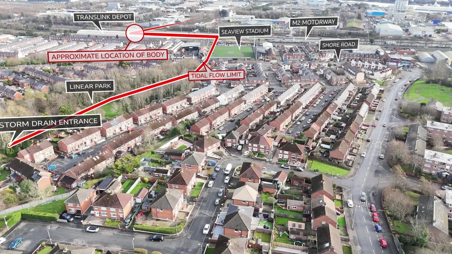 A map showing various areas mentioned in the inquest