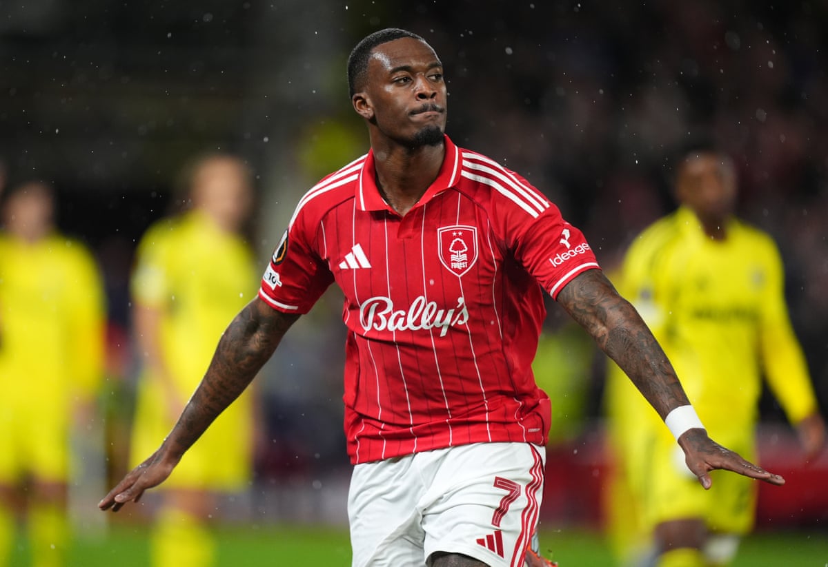 Callum Hudson-Odoi celebrates after putting Nottingham Forest a goal up in the second leg.